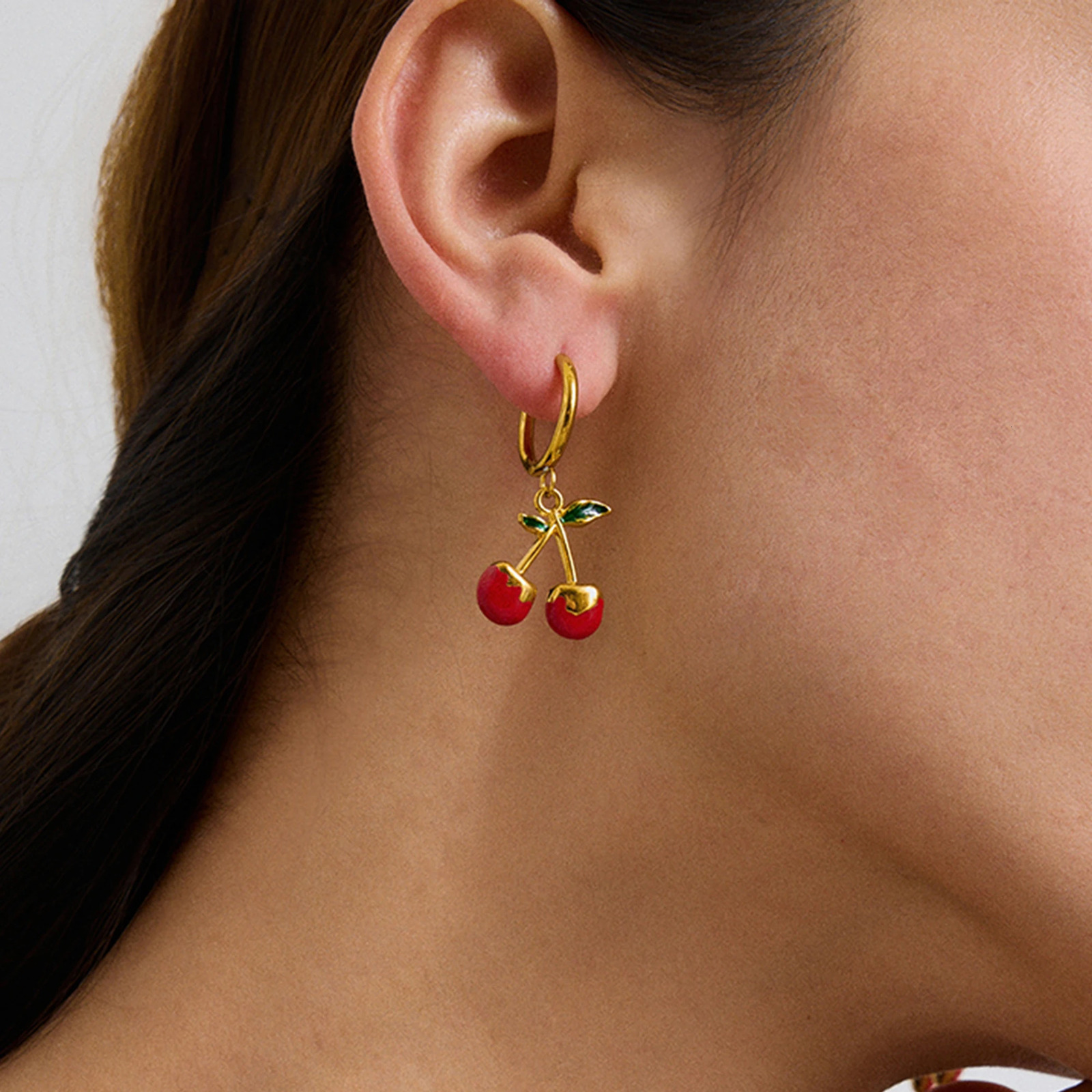 Youthway Color Sweet Cherry Drip Earrings Stainless Steel Waterproof Anti-Allergy Charm Jewelry Recommend Gift 2025 250701