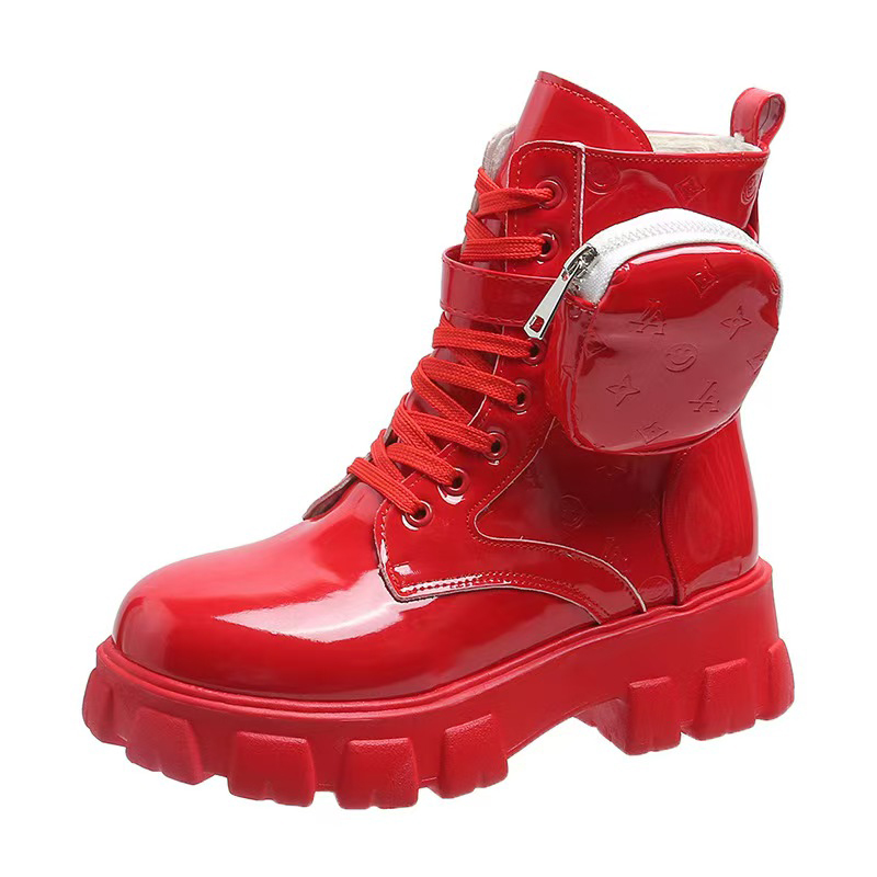 Female designer boots ankle Martin boots and nylon boots combat boots nylon cloth attached to ankle strap thick soled boots