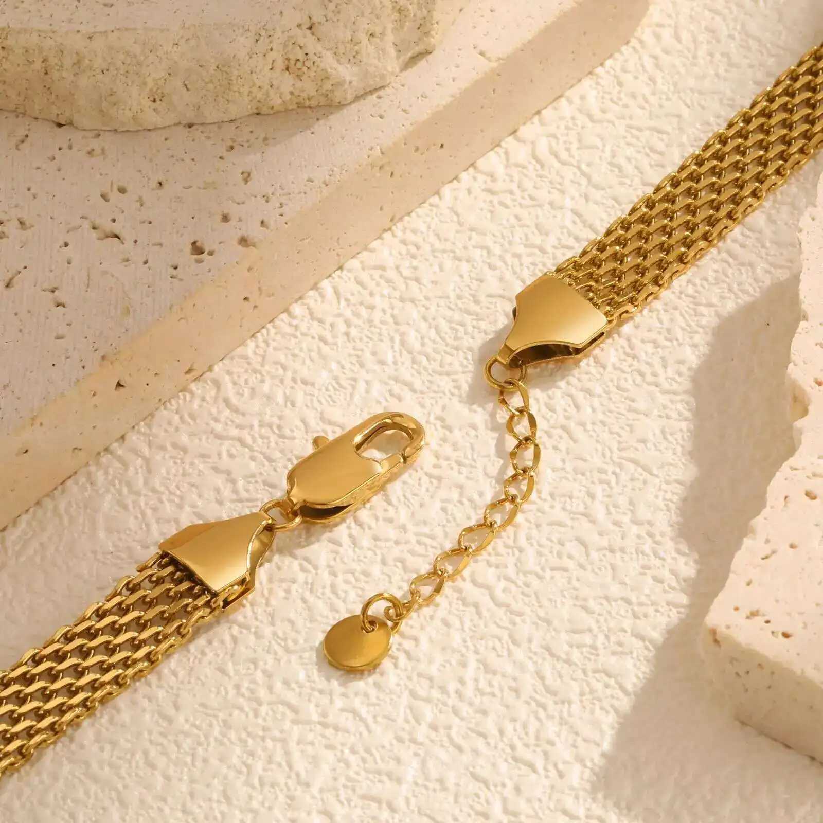 3mm/4mm/6mm Gold Plated Italian Chain Bracelet for Women Stainless Steel Mesh Link Chain Wristband Gift Jewelry Non-Tarnish XJ250707