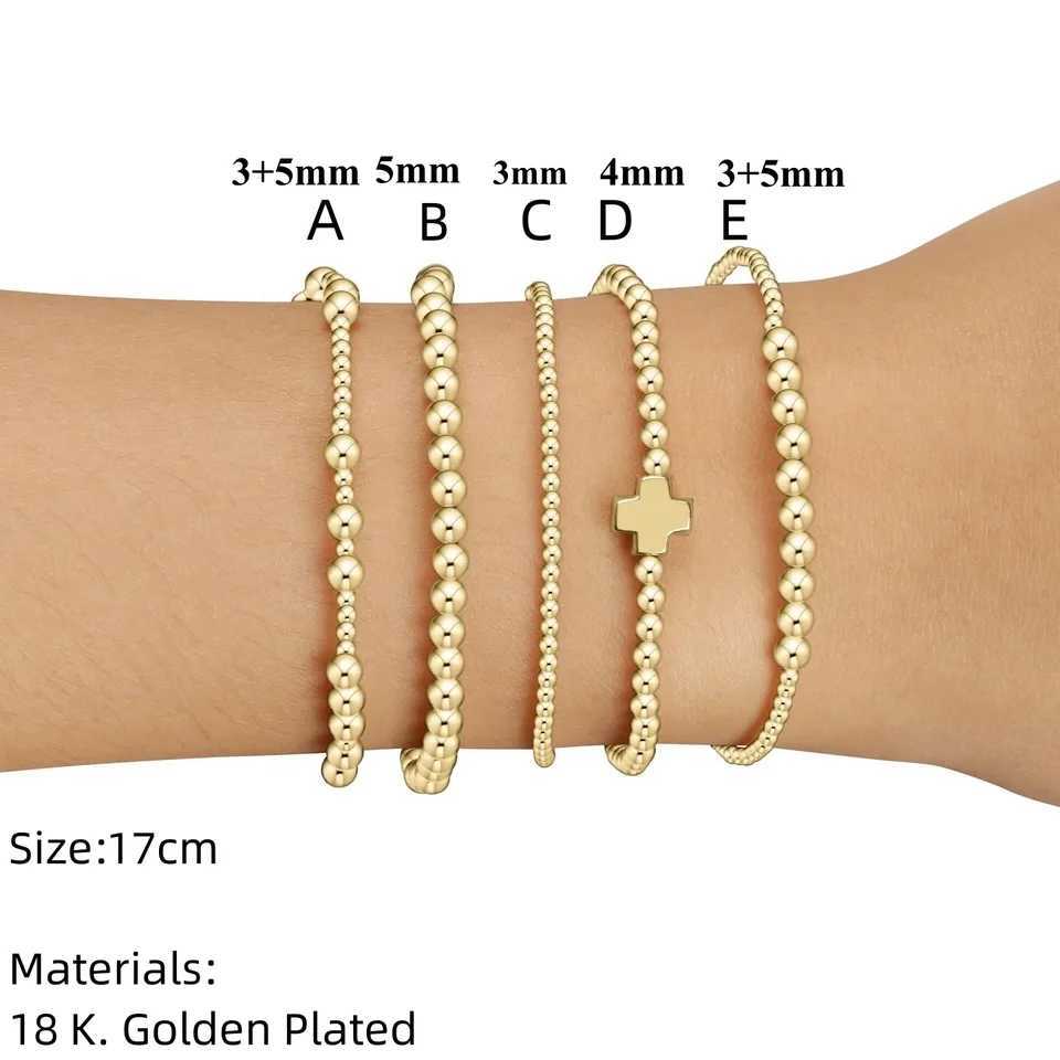 18K Gold Plated Beads Bracelet Christian Cross Bracelets for Women Stackable Jewelry Designer Pulseras Luxury Hypoallergenic XJ250707