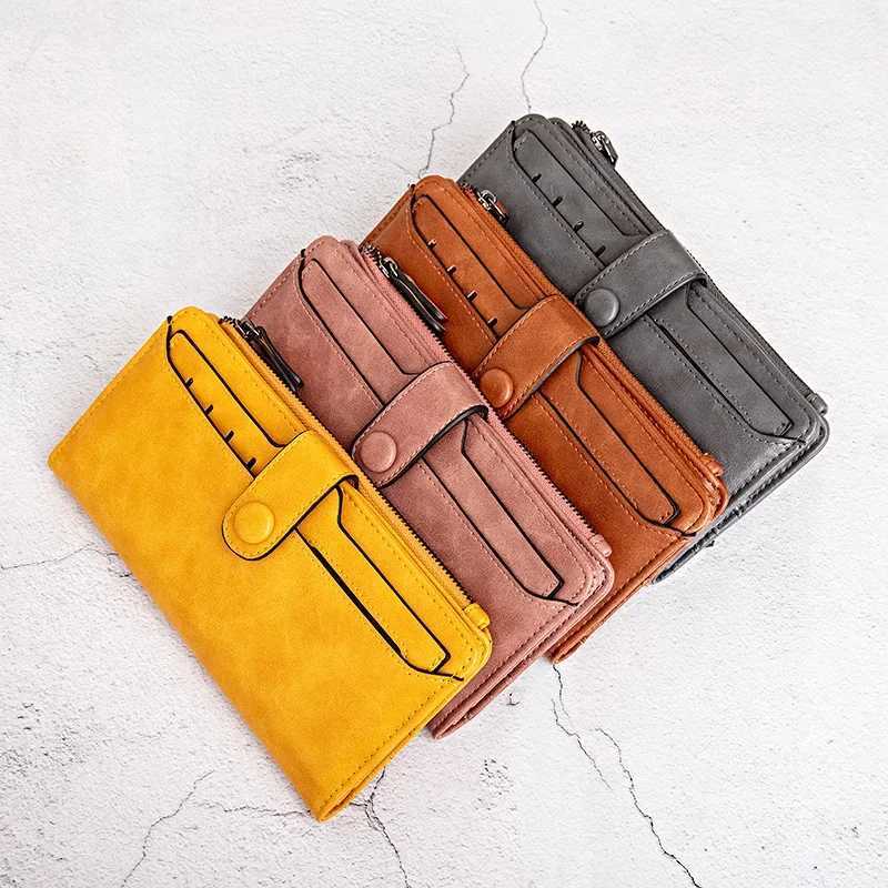 RFID Mti-Functi Vintage Wen LG Wallet Holder Large Capacity Clutch Bag Zipper Fold Lady Purse Gift Y250707
