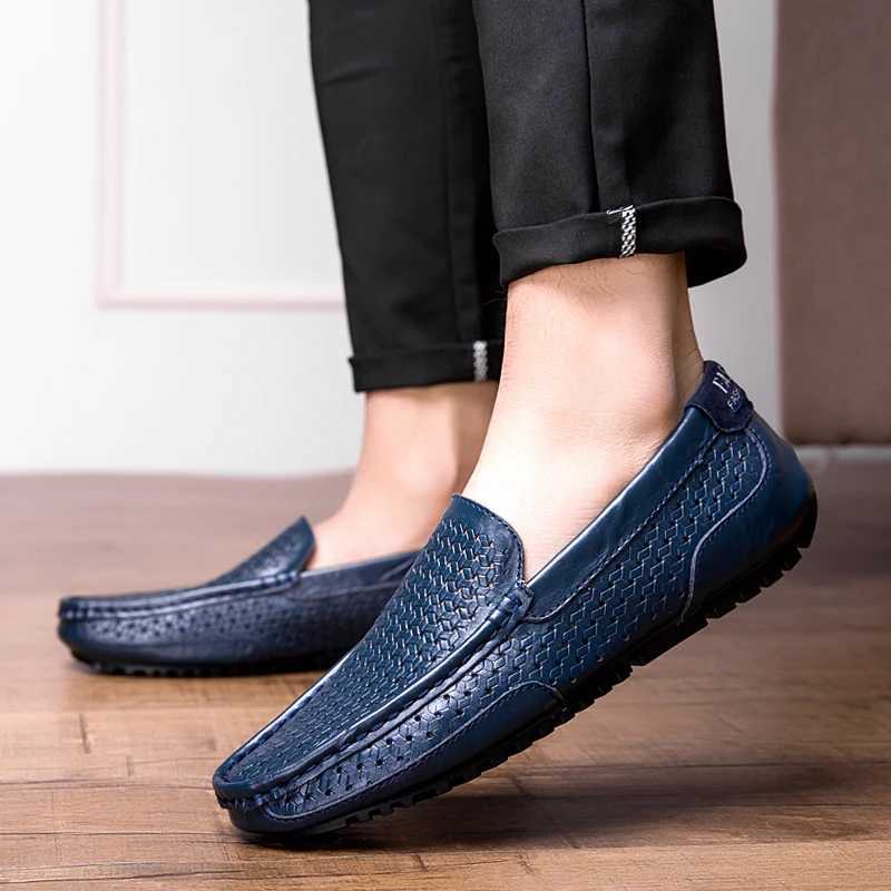 ioni Mens Casual Shoes Brand Mens Dress Shoes Classic Genuine Leather Mens Loafers Plus Size Classic Y250707