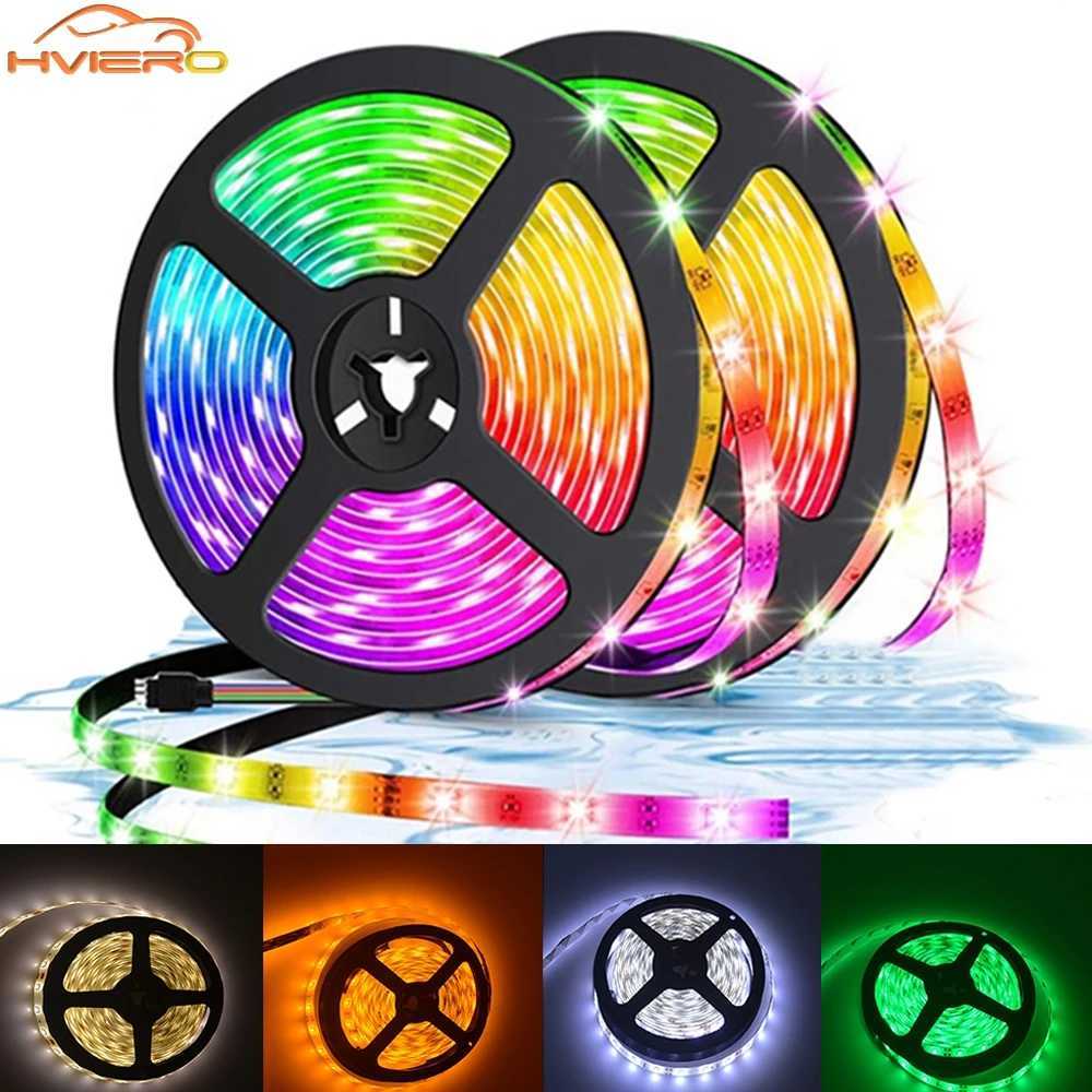 5m DC 12V 300Leds 2835 RGB LED Strip Lights Waterproof Light Belt Flexible Lighting String Home Decoration Ribbon Tape Desk Lamp W250701