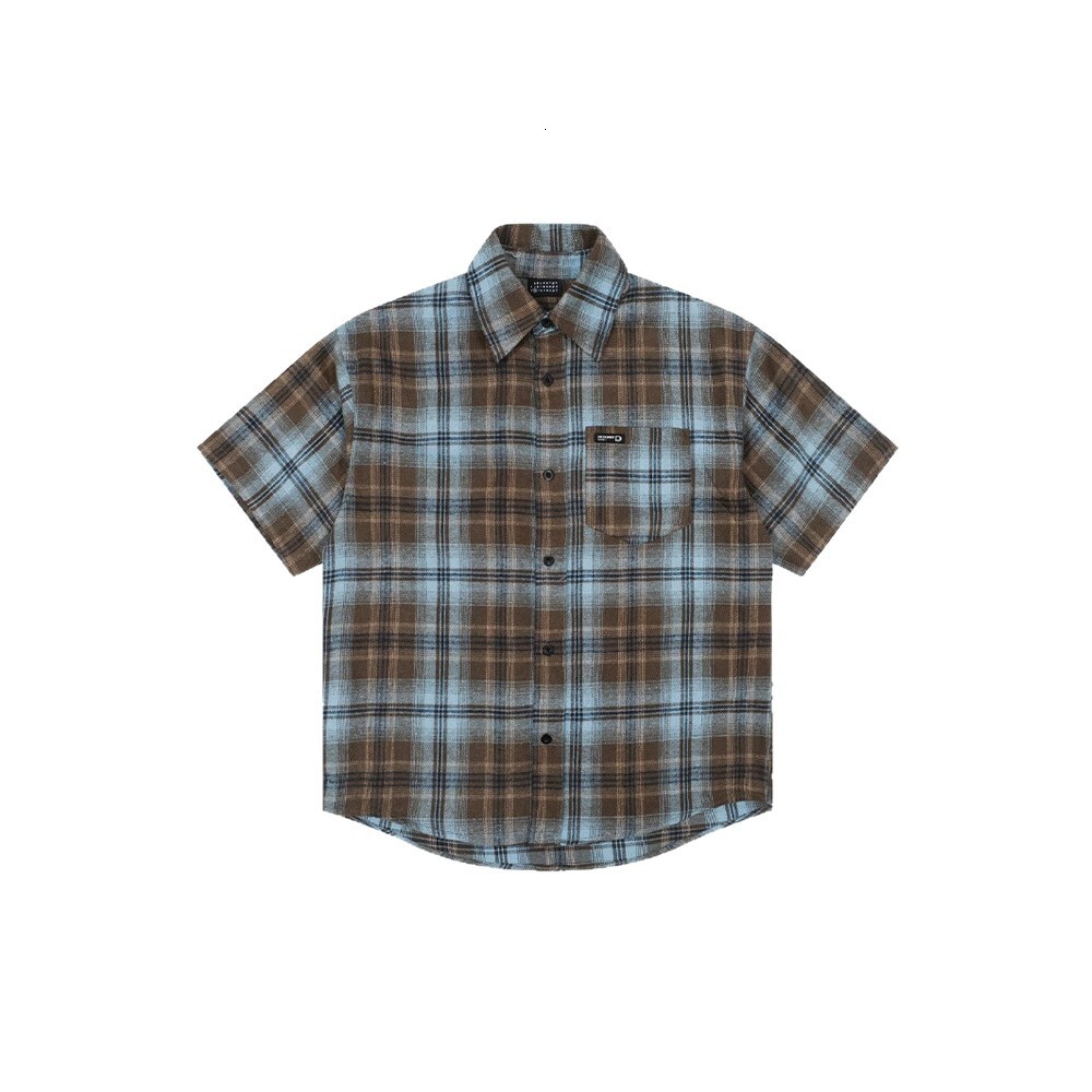Factory Direct Supply American Retro Plaid Designer Short Sleeves Short Sleeve Shirt For Men Summer Thin Lazy Style Loose Couple Shirt Jacket