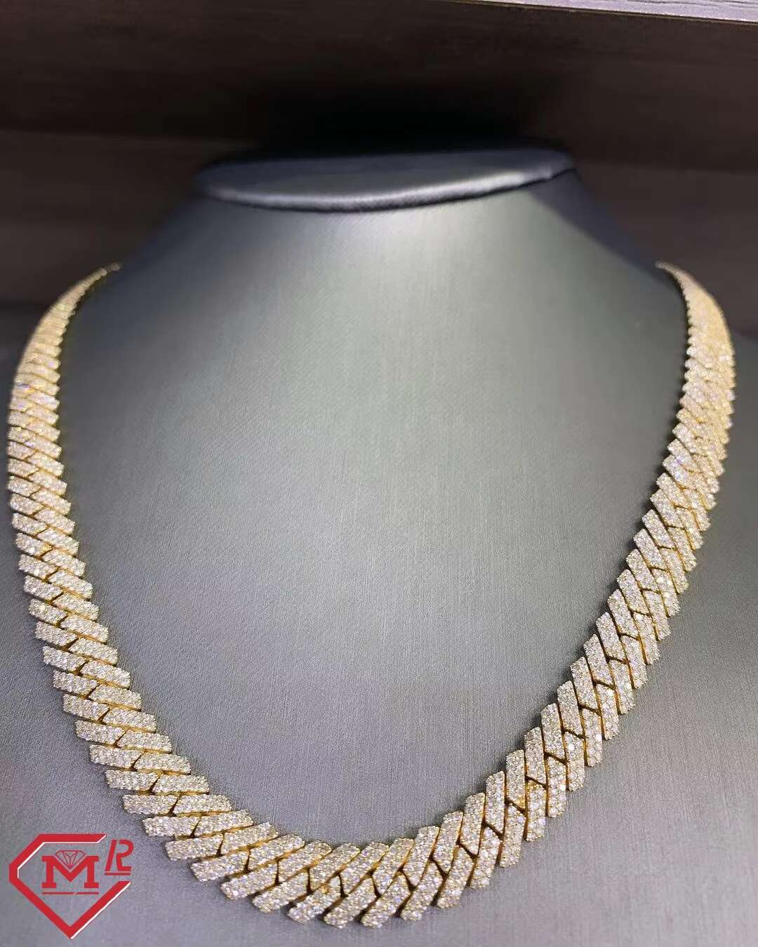16MM Heavy Hip Hop Moissanite Cuban Chain 925 Silver 2 Rows Gold Plated VVS Cuban Link Chain for Party