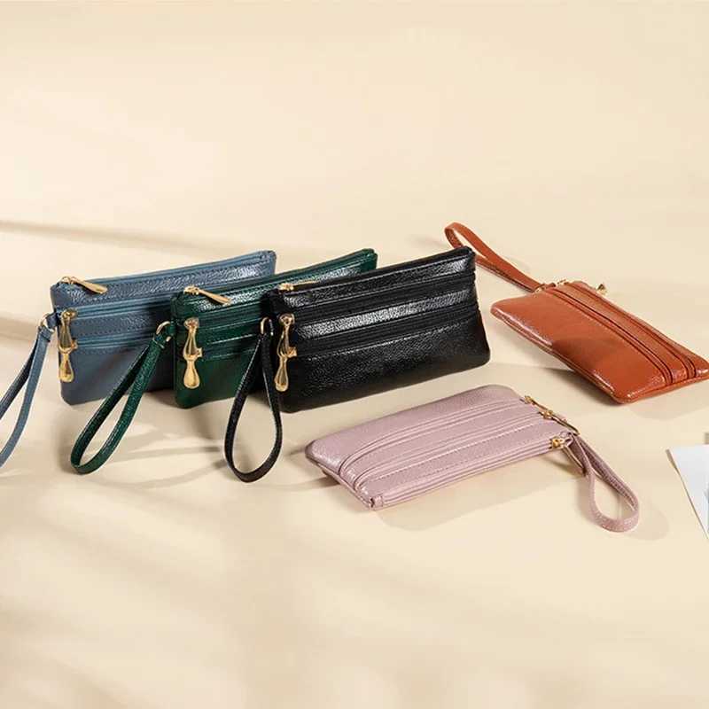 Fi Three Zipper Wens Leather Wallets Large Capacity Solid Color Fem Purse Cluh Hand Bag Soft Leather Ladies Wallet Y250707
