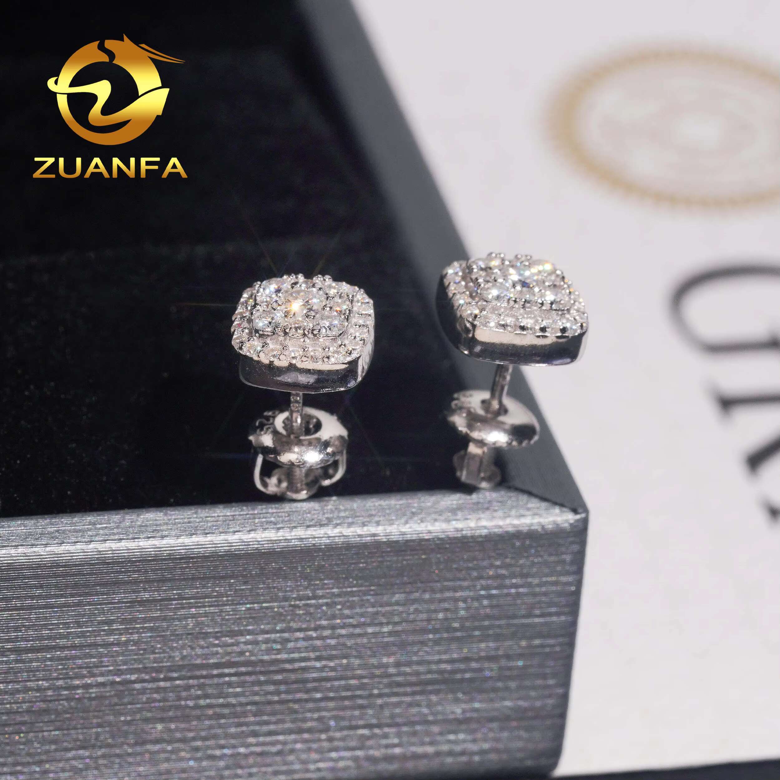 Wholesale Price Fashion Style 8mm Unisex Ear Stud 925 Silver Hip Hop Iced Out Jewelry VVS Moissanite Diamond Stud Earring