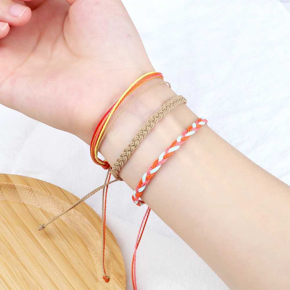 Classic Handmade Braided Bracelets for Women Men Pure Color Waxed Thread Braid Wristband Charm Bracelet Adjustable Jewelry Gifts XJ250707