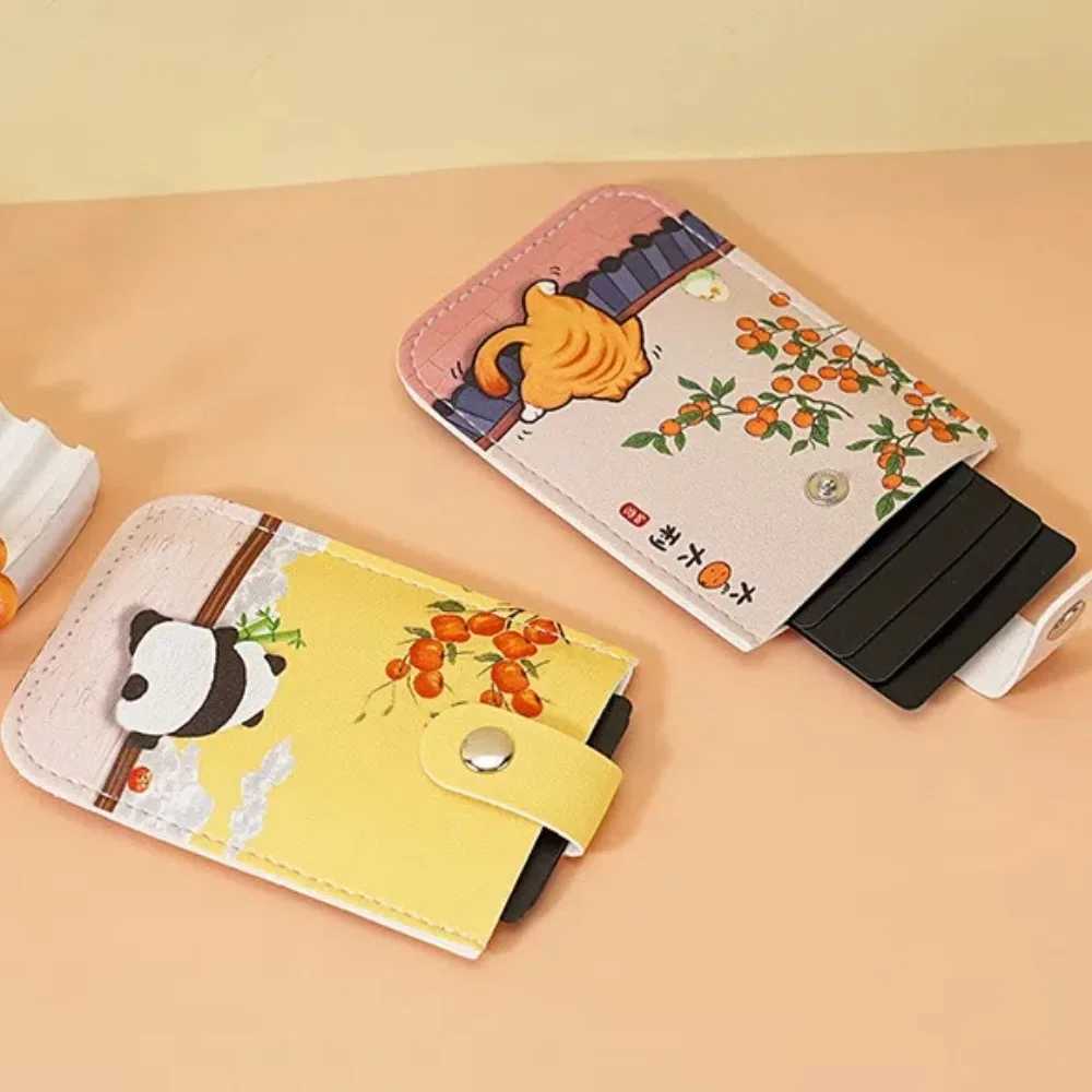 PU Leather Pl Out ID Cards Holder Pouch Thin Hasp Multi-Slot Card Bag Printed Letter Printed Y250707