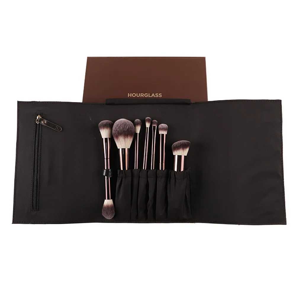 7pcs/set Hourglass Makeup Brushes Powder Foundation Eyeshadow Crease Makeup Brush Concealer with Cosmetic Bag Gift BoxW250707