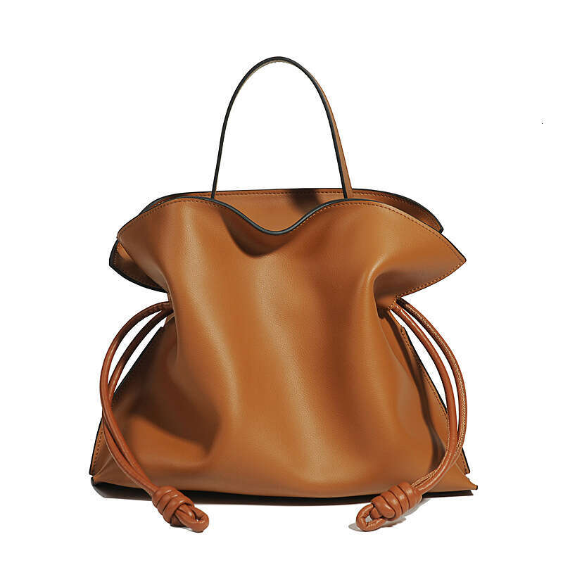Leather Bag Bucket Bag Genuine Crossbody Lucky French Style High End Design Cowhide Women S Light Luxury Soft Leather Drawstring Shoulder Bag Tote Bag