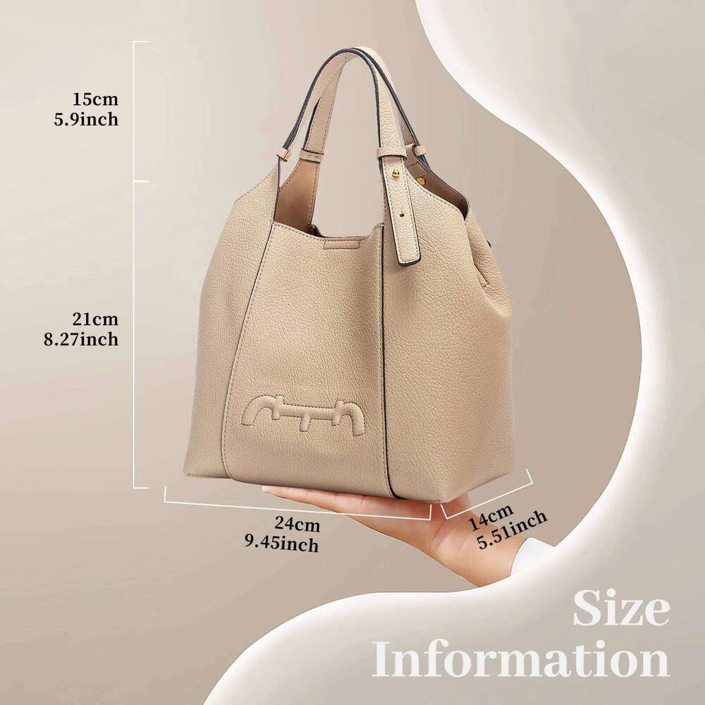 Versatile Commuter Large Capacity Handbag Retro Style Women's New 2024 Solid Color Shoulder Bag