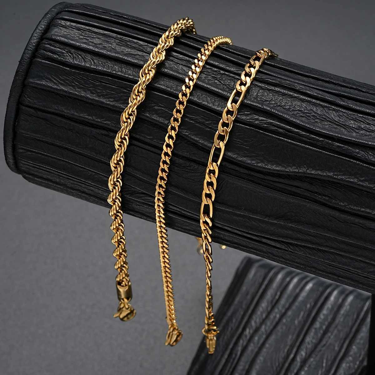 3pcs/set Stainless Steel Punk Cuban Chain Bracelet for Men Minimalist Silver Color Hip Hop Bracelet Party Fashion Jewelry Gifts XJ250707