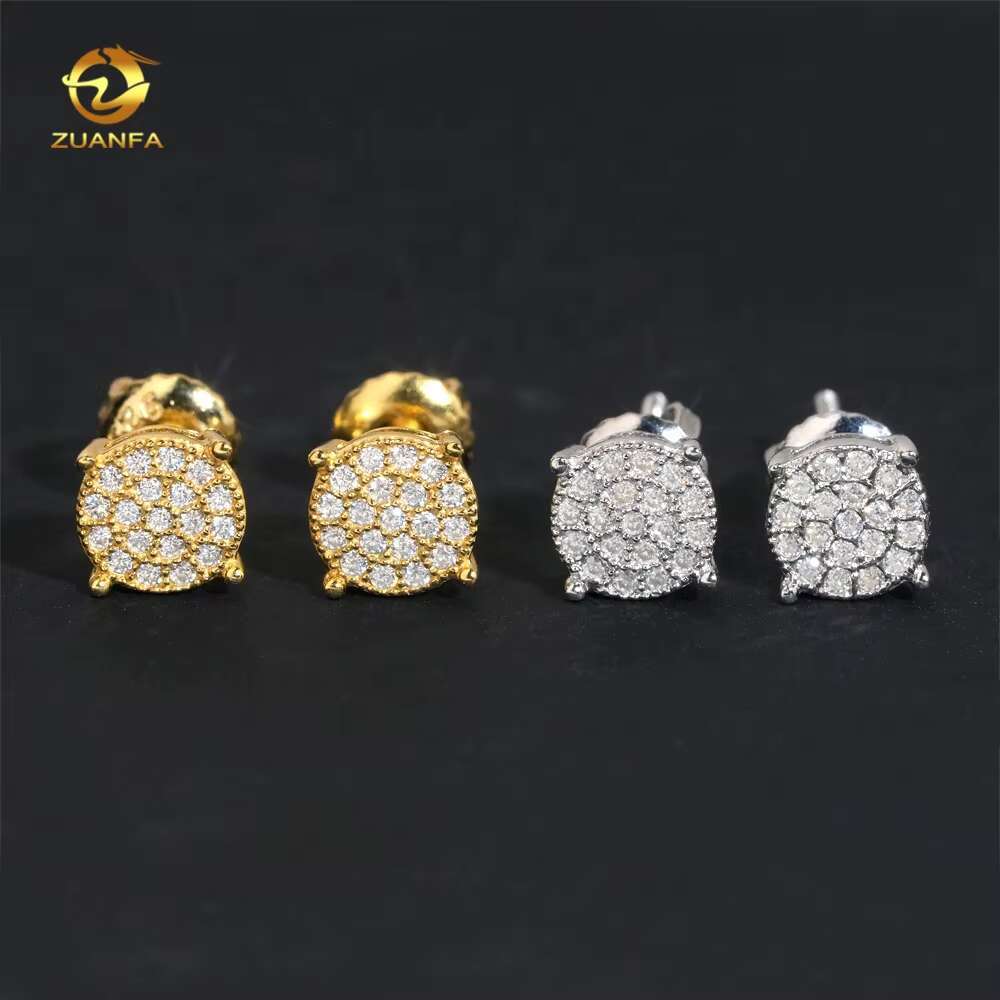 Iced Out Jewelry Diamond Stud 925 Silver Screw Back Men GRA Certificate VVS Moissanite Earrings