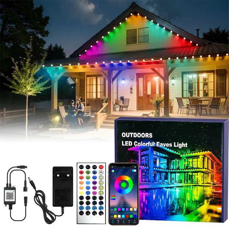 RGB Eaves LED Lights 45M 15M 30M 60M 90M Smart Bluetooth APP Permanent Outdoor Waterproof IP68 LED String Party Wedding Light W250701