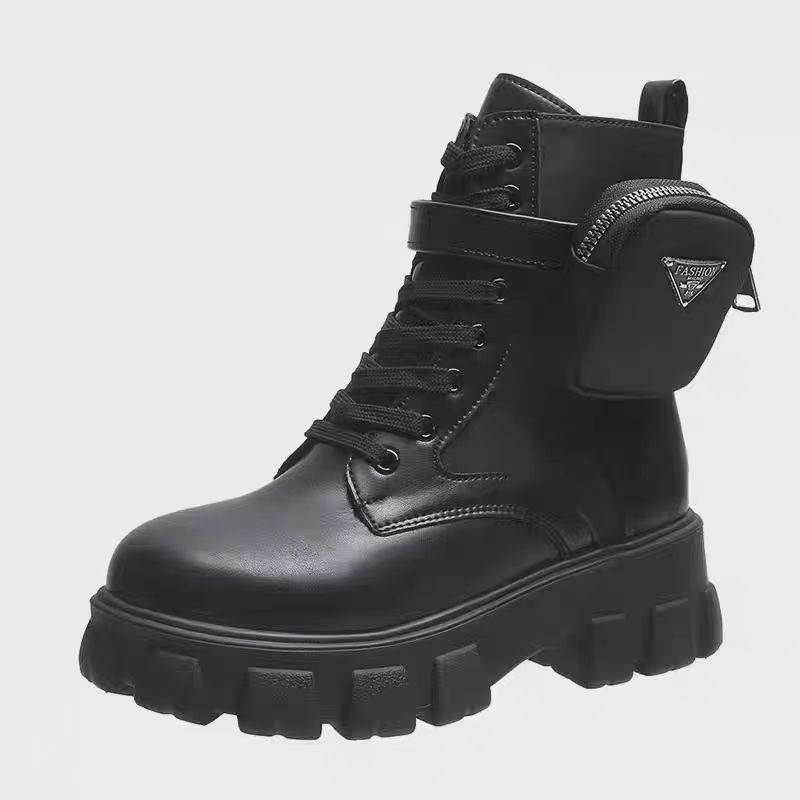 Designer men's and women's casual shoes, black, white, khaki colored boots, outdoor walking boots with waterproof platform, thick sole, heig