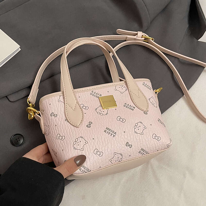 Lanjia Dhgargets High Quality Fashion Printed Lychee Texture Handbag Bucket Korean Style Casual Commuter Versatile Crossbody Women S Bag C