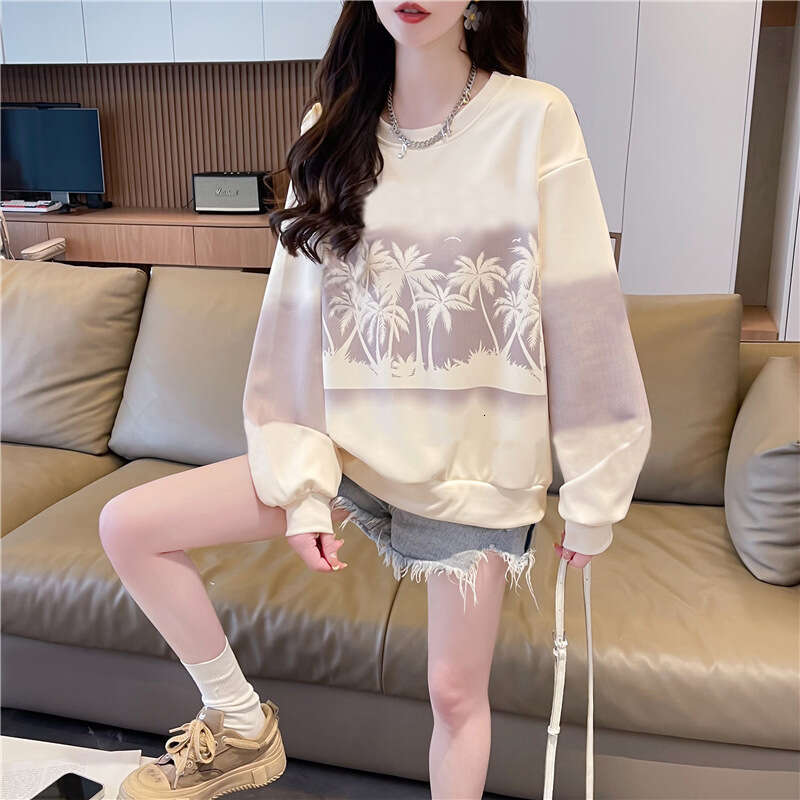 Early Gradient Tie-Dye Hoodie For Women, Spring And Autumn New Loose Fit Petite Thin Top Jacket B5