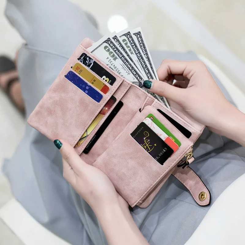Wen Fi Matte Short Wallet PU Leather Zipper Hasp Frosted Ladies Purses Mey Coin ID Card Holder Girls Cute Cluh Y250707