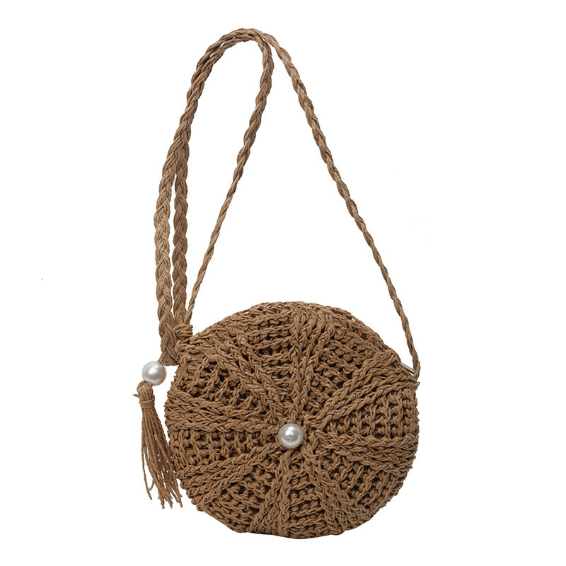 Free shipping designer Woven Small Bag for Women 2025 New Summer Tassel Straw Bag Beach Vacation Shoulder Bag Crossbody Bag Small Round Bag