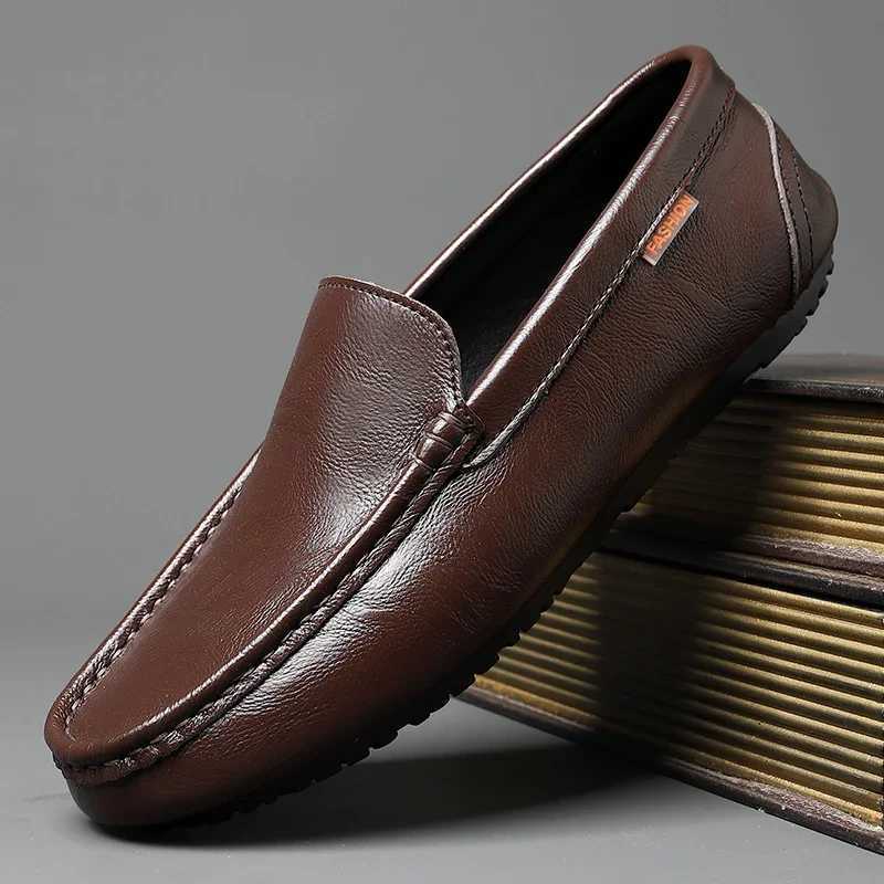 Fion Leather Men Casual Shoes Italian Brand Formal Men Loafers Breathable Slip on Soft Driving Shoes Plus Size 47 Y250707