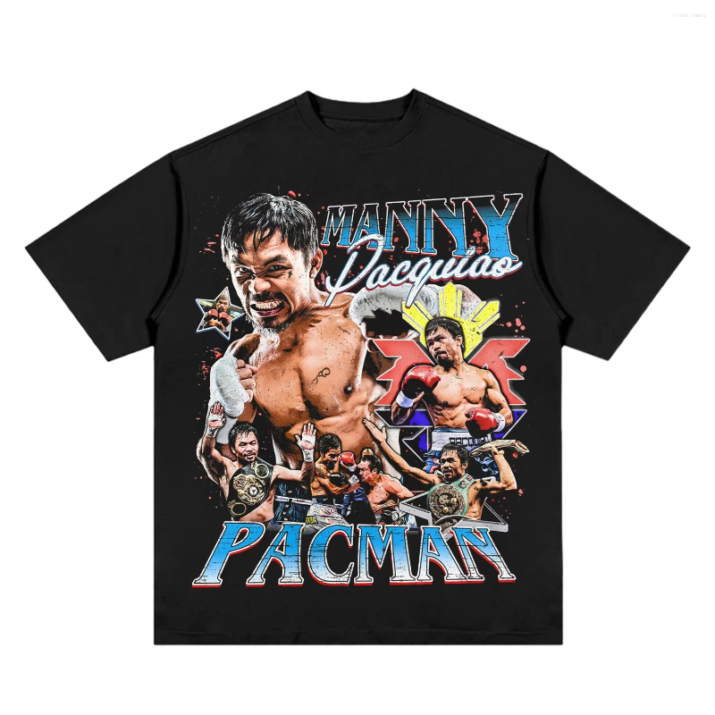 Men's T Shirts Arrival Manny Pacquiao Printed Short Sleeve Top Vintage Boxing Sports Cotton T-shirt O-Neck Summer Men And Tees