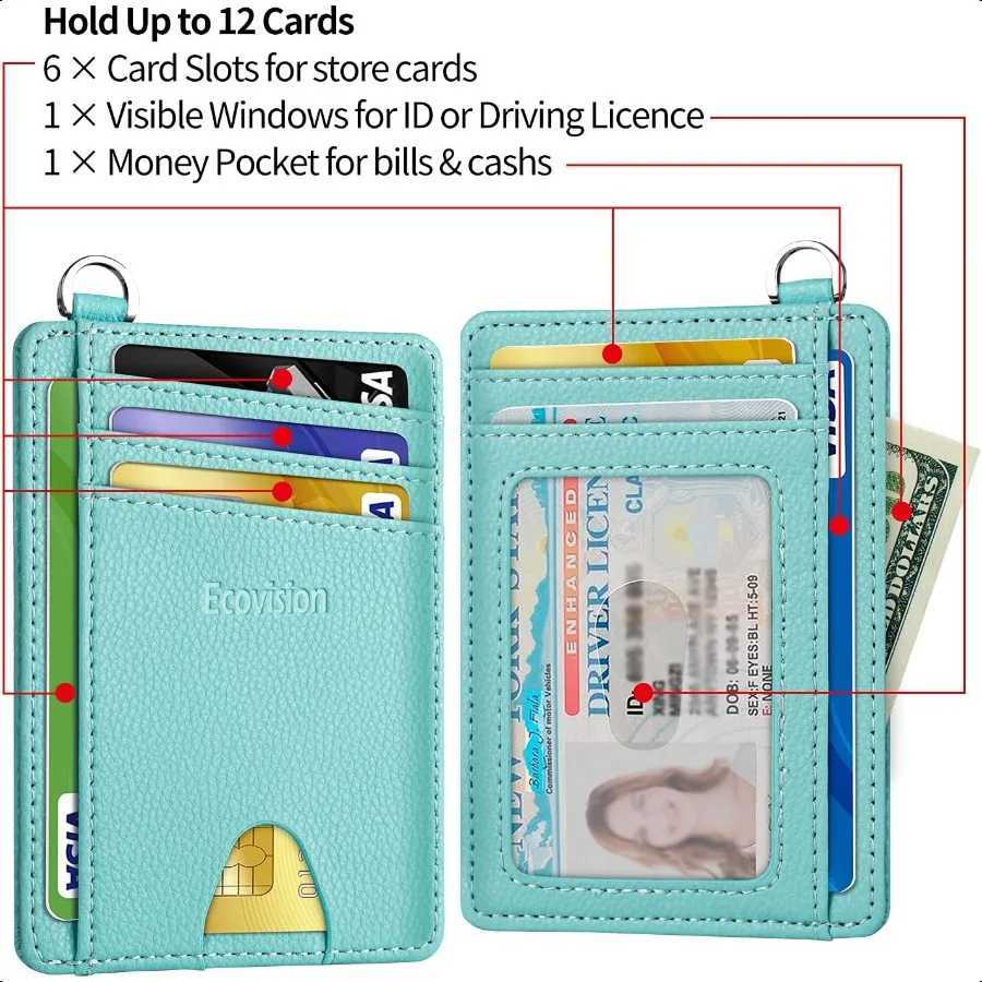 Slim Minimalist Frt Pocket Wallet RFID Blocking Wallet Holder with Detachable DShackle for Men Y250707