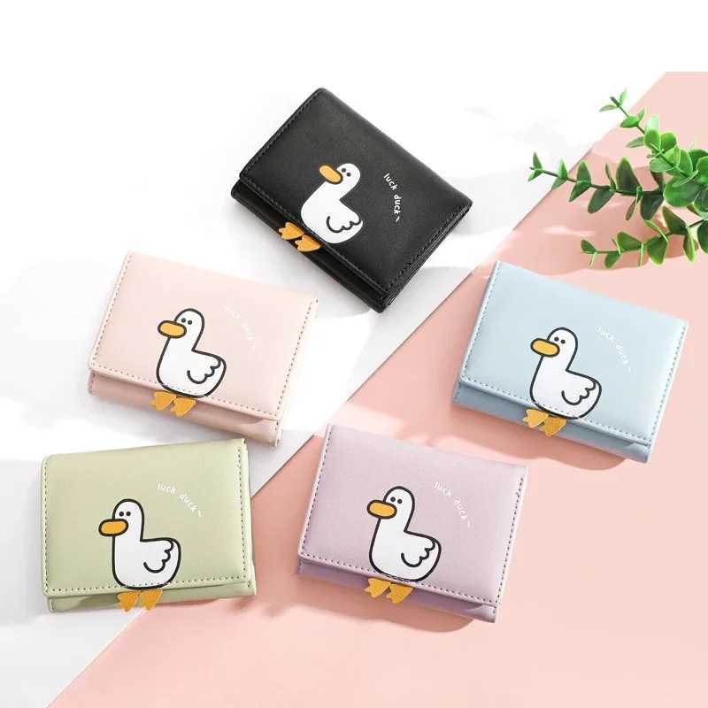 Creative Carto Luck Duck Design Wens Wallet PU Leather Bank Card Holder Kaii Short Fold Wallets C Clip Wens Purses Y250707