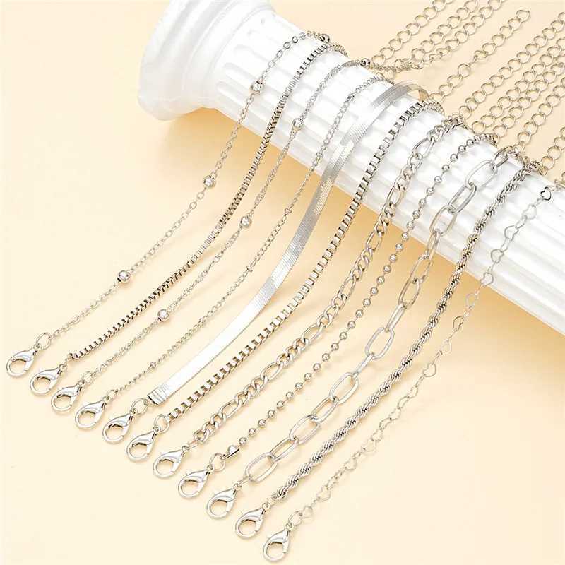 11pcs/set Silver Color Chain Bead Bracelets for Women Simple Elegant Vacation Beach Party Casual Jewelry Versatile Daily Wear XJ250707
