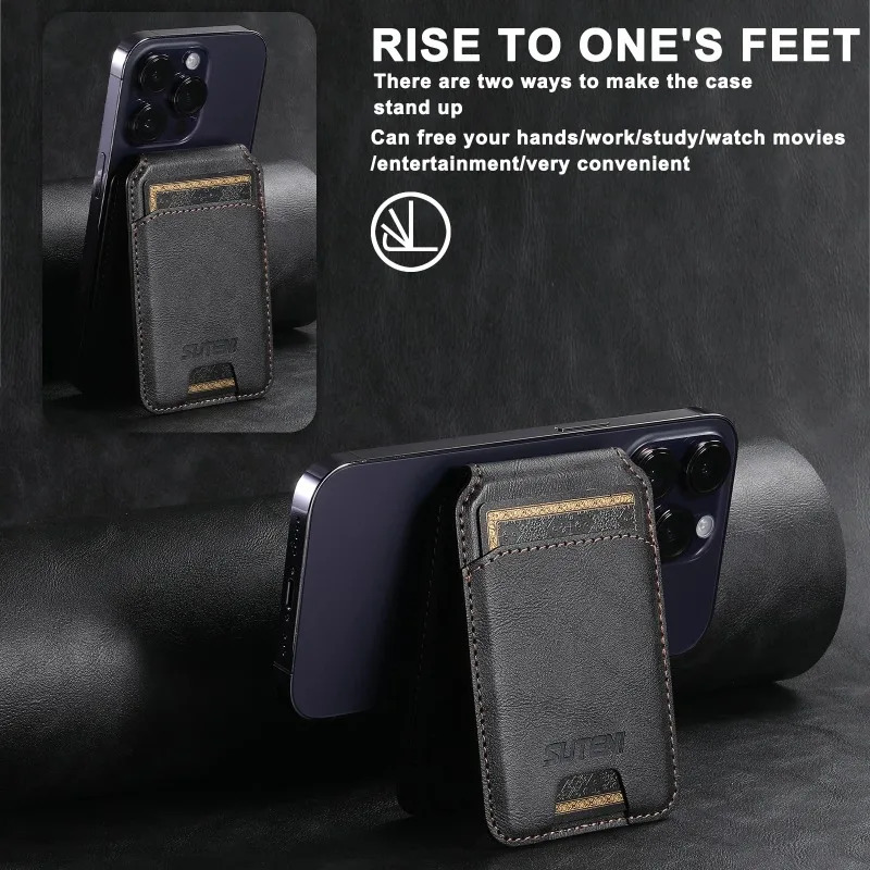 y Leather Cellphone Magnetic Card Holder For IPhone 14 11 12 13 15 Pro Max 15Plus Phone Bank ID Card Wallet Case 250701