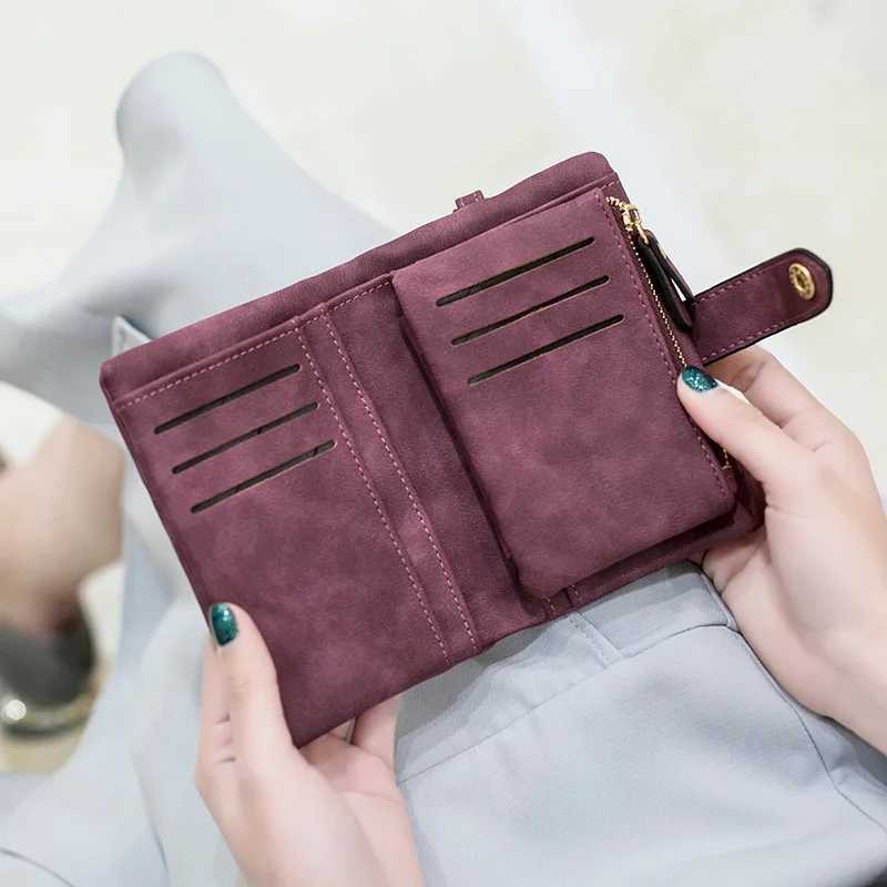 Wen Fi Matte Short Wallet PU Leather Zipper Hasp Frosted Ladies Purses Mey Coin ID Card Holder Girls Cute Cluh Y250707