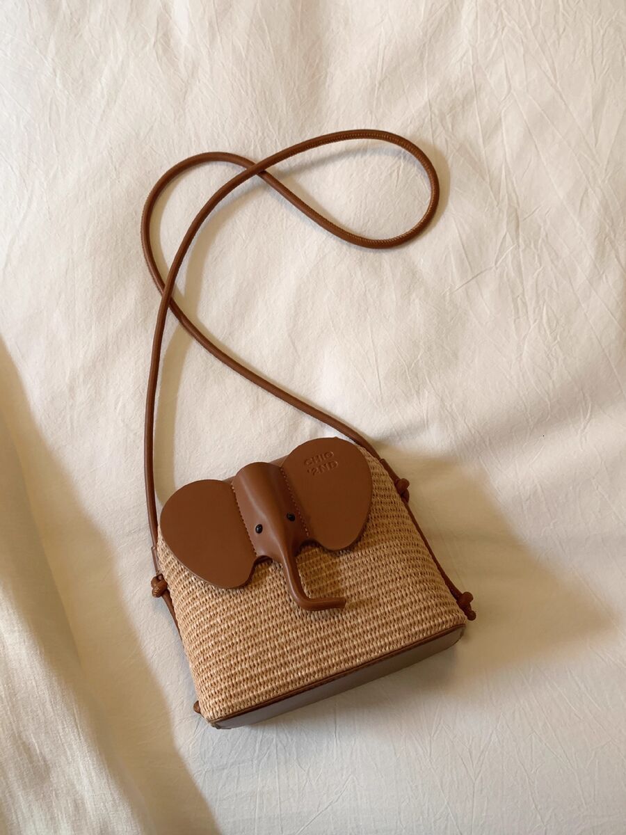 Summer night breeze bucket bag, rainbow elephant woven bag, women's summer single shoulder crossbody bag