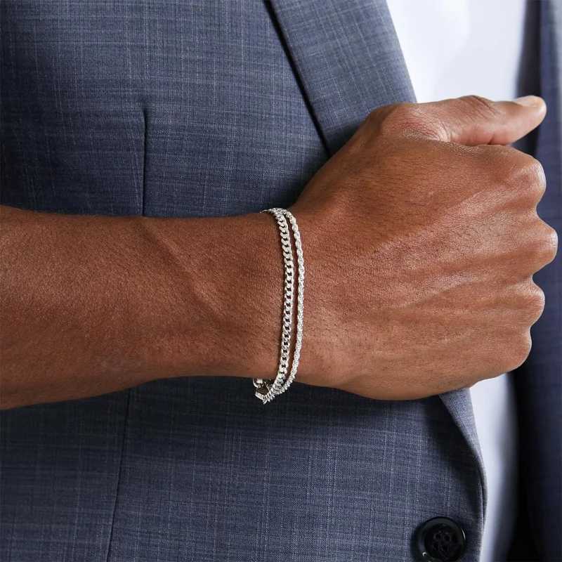 Stainless Steel Chain Bracelets Sets for Men Waterproof Twisted Cuban Link Chain Bracelet Jewelry Gifts for Dad Boyfriend Husband XJ250707