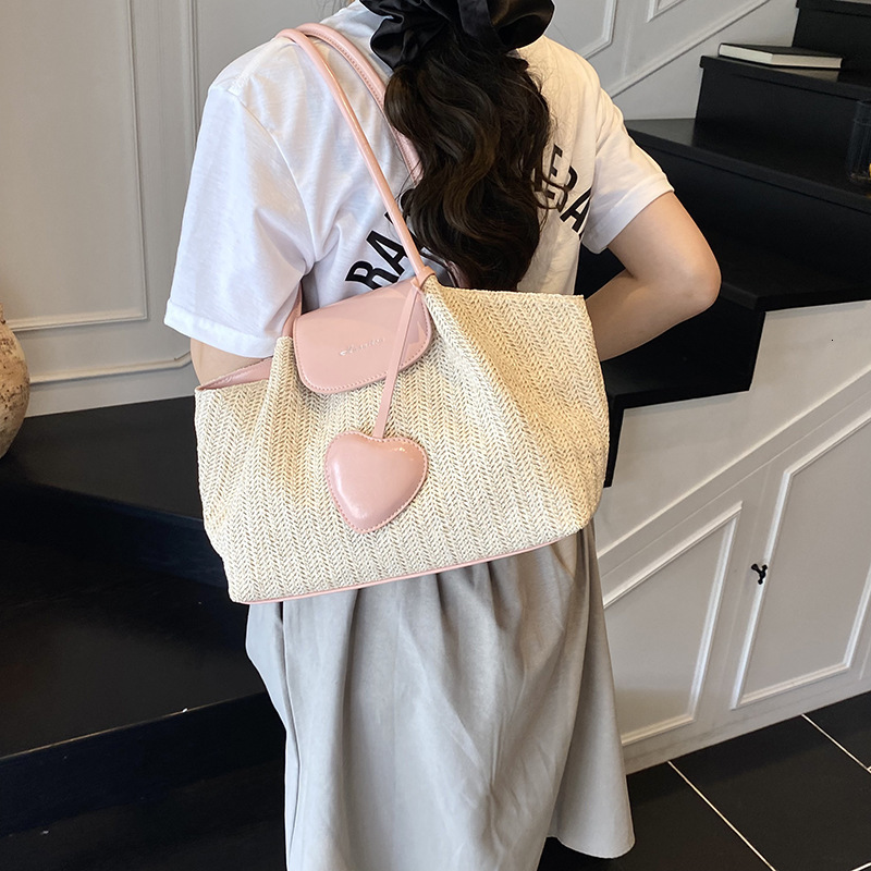 Free shipping designer 2025 New Commuter Large Capacity Straw Bag for Women Versatile Shoulder Bag Color-Block Handbag Woven Tote Bag
