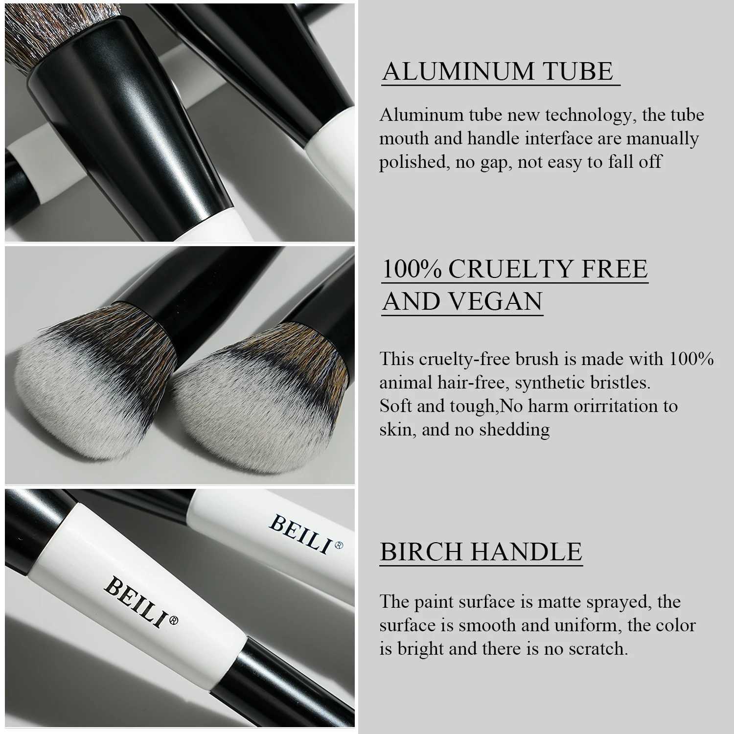 BEILI Professional Makeup Brushes Set 12 PCS Vegan Double-ended Foundation Contour Bronzer Eyeshadow Brush Travel Cosmetic Tool W250707