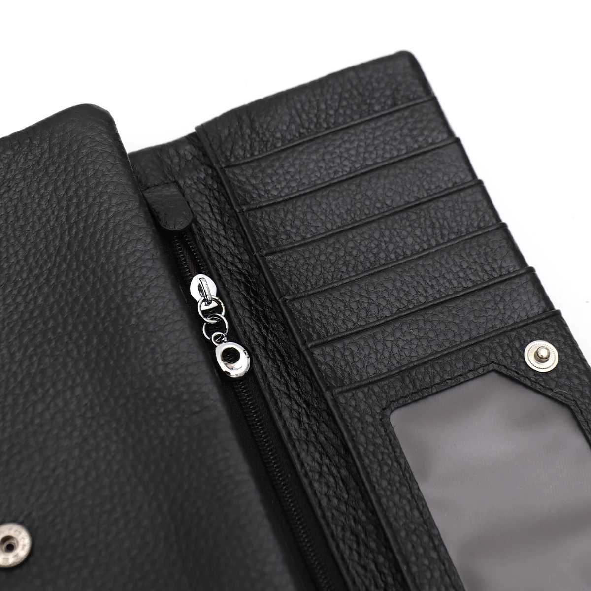 Wen Fi Chic Elegant Genuine Leather Wallet Solid Color Bifold Phe Purse Mti Cardslot Functial Daily Casual Portable Y250707