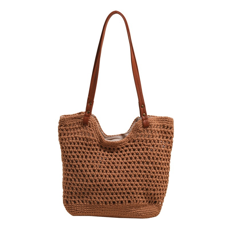 Free shipping designer Hand-woven Bag Women 2025 New Trendy Lazy Style Beach Vacation Shoulder Bag Large Capacity Tote Bag