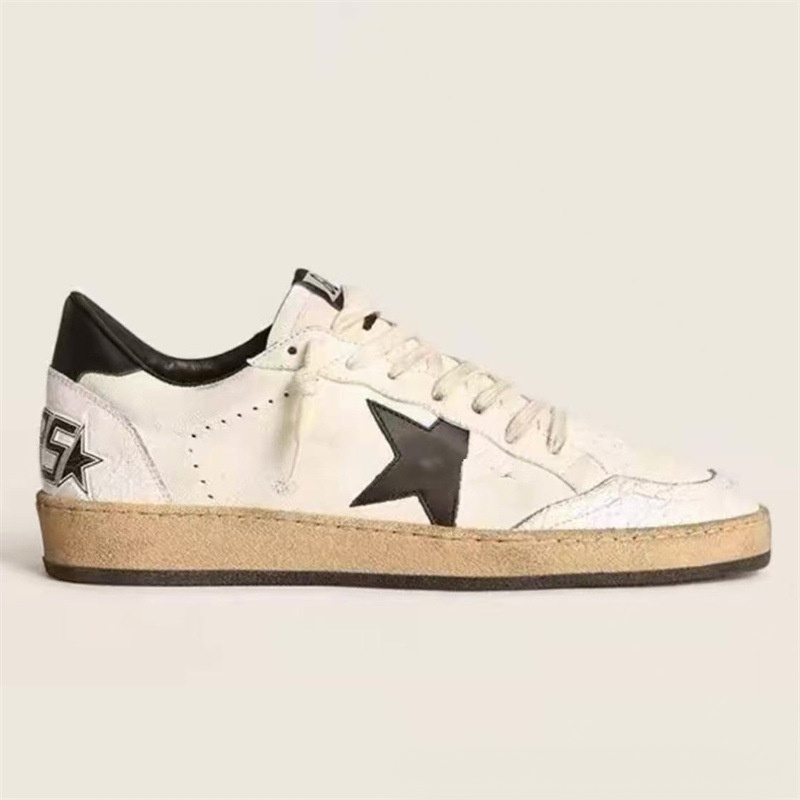 Designer Casual Sneakers Genuine Leather Vintage Shoes Star Pattern Platform Hidden Lift Korean Style Retro Dirty Look Unisex Shoes Men Women