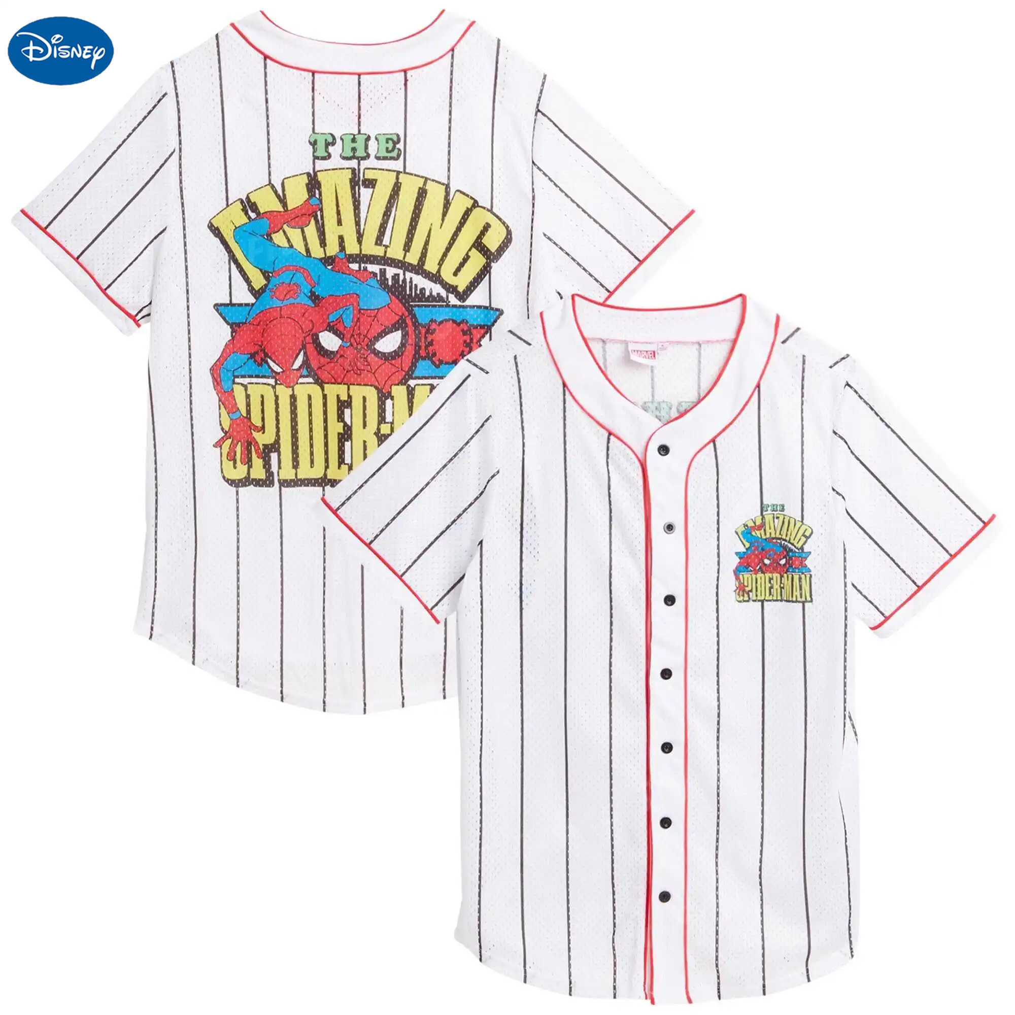Disney Summer New Marvel Avengers Baseball Shirt Boys Casual Fashion Spider-Man Retro Shirt Kid/Adult Jerseys Baseball Shirt Breathable W250718