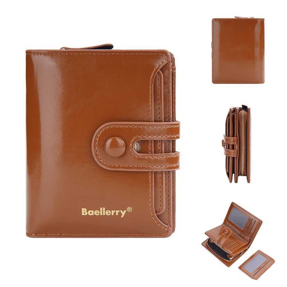 Fi Luxury Wen Foldable Wallet Card Bag Pu Leather Short Style Card Holder Travel Outdoor Mtifunctial Zipper Purse Y250707