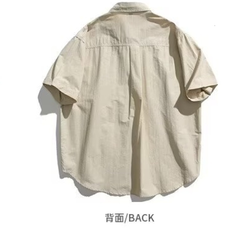 Japanese Style Turn-down Designer Short Sleeves Collar Workwear Short Sleeve Shirt Men 2025 Summer Trendy Outdoor Casual Versatile Youth Shirt Jacket