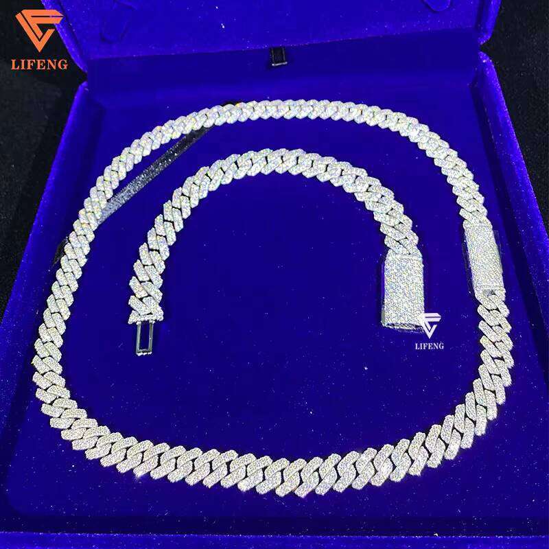 Custom 10mm Miami Iced Cuban Link Chain Gold Plated Solid Sterling Sier Necklace for Men Men's Jewelry