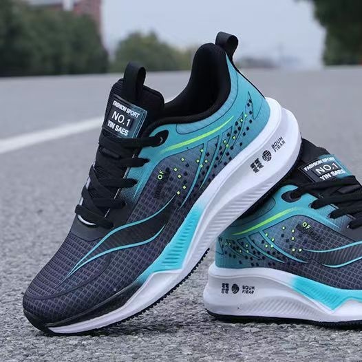 Spring Sneakers Mesh Breathable Running Youth Trend Low-top Thick-soled Lightweight Comfortable Men's Shoes