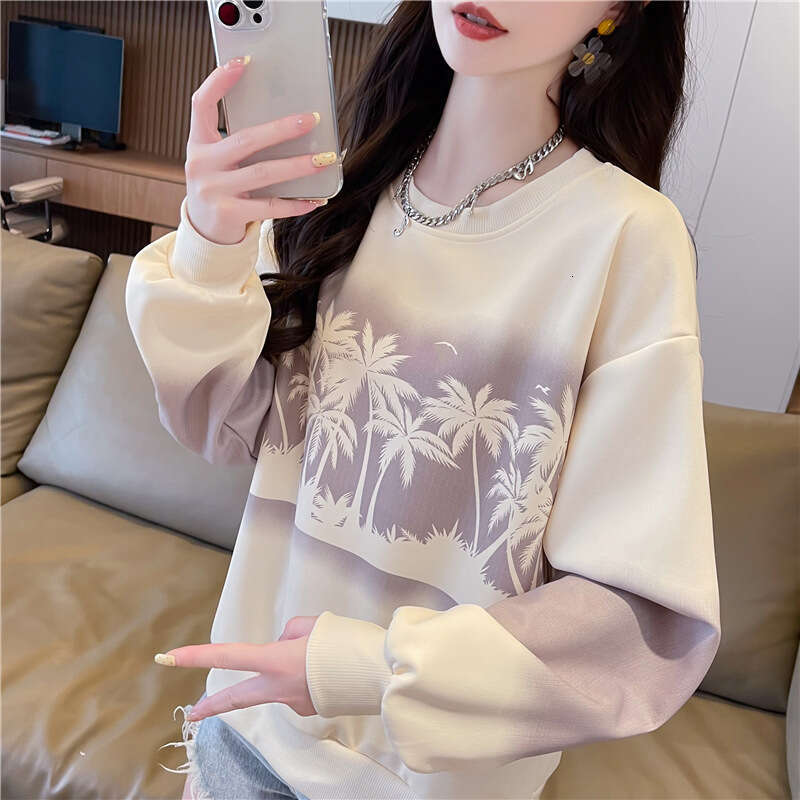 Early Gradient Tie-Dye Hoodie For Women, Spring And Autumn New Loose Fit Petite Thin Top Jacket B5