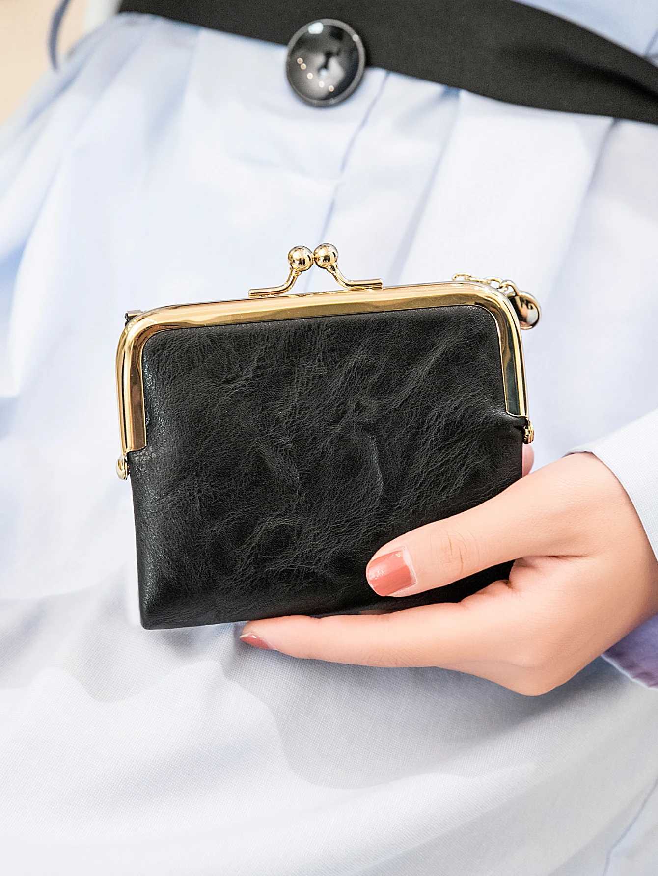 New Clip Wens Zero Wallet Retrti functional Double Fold Leather Wallet with Multi-Card Slot Card Bag Zipper and Lock Y250707