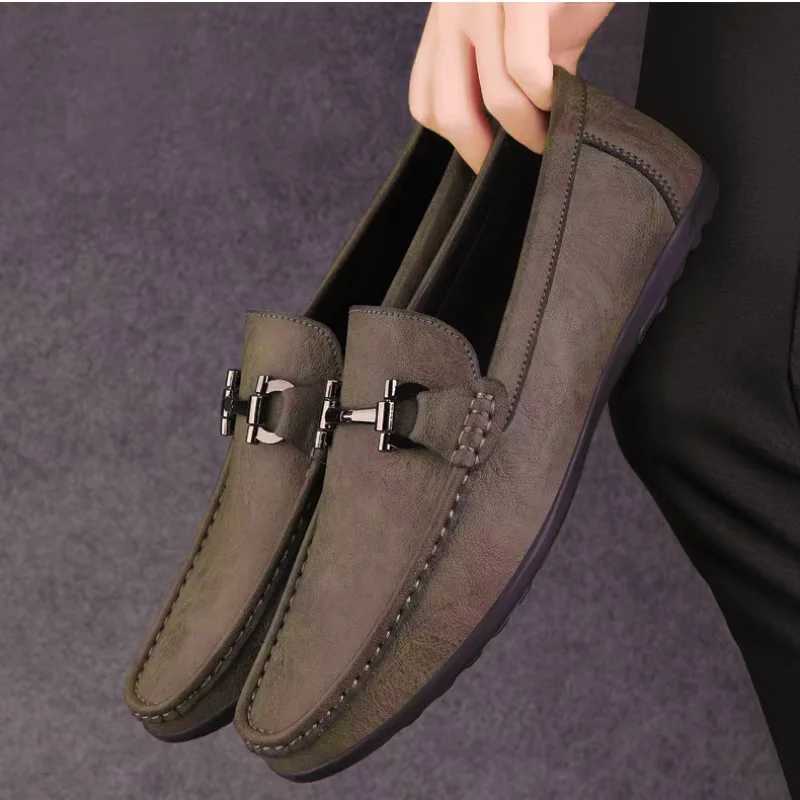 Mens Shoes Large Size Simple Mens Lazy Casual Shoes for Mens Black Light Driving Loafers Mens Shoes Leather Shoes Y250707