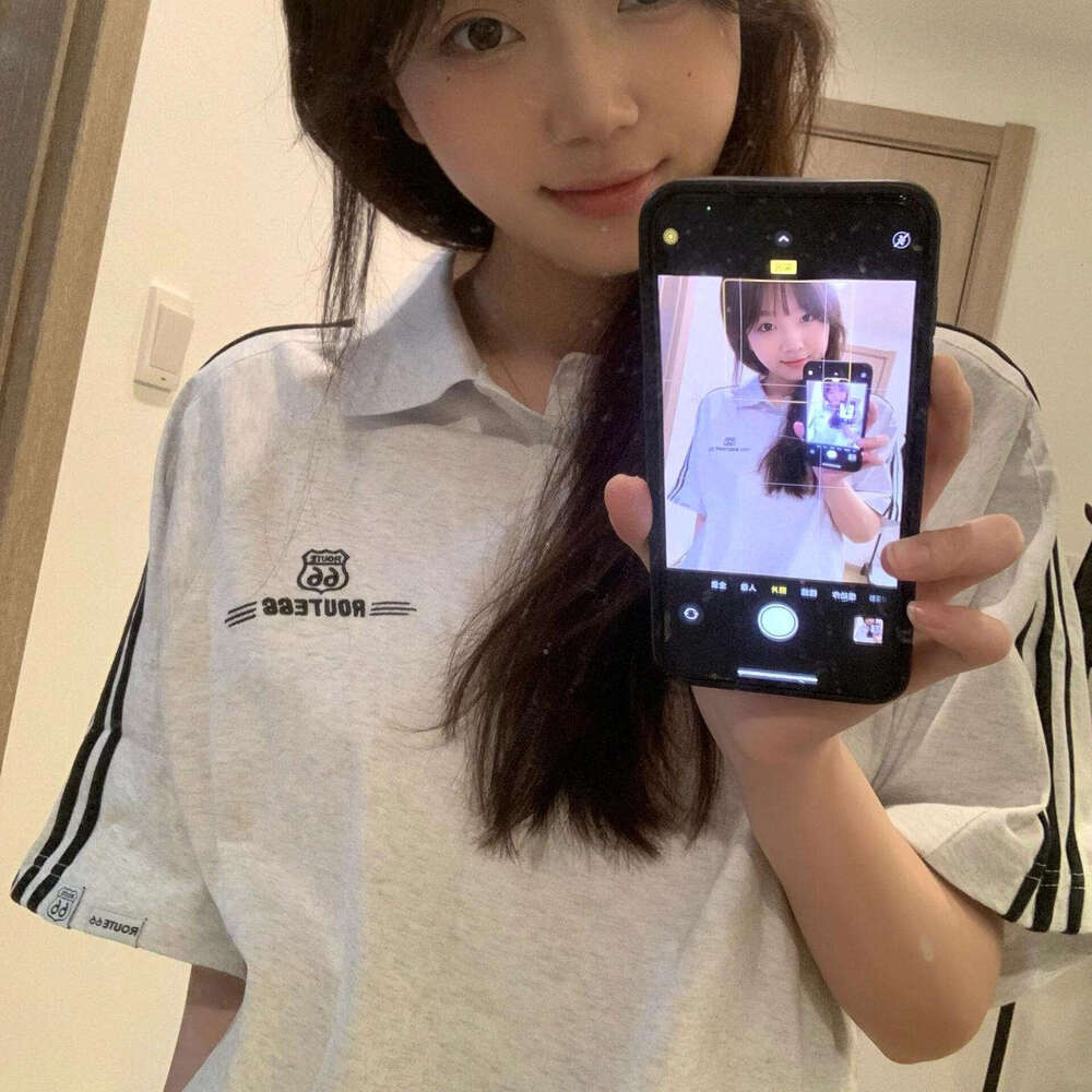 National Trend American Style Three-Stripe Short T-Shirt For Women Summer New Loose Slimming Couple Half Sleeve Top B5