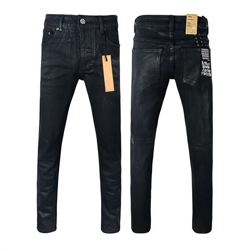 New Men Fashion Jeans American High Street Black Paint Hole Trend Low Rise Stretch Skinny Button Pleated Ripped Jeans Brandpants XJ250707