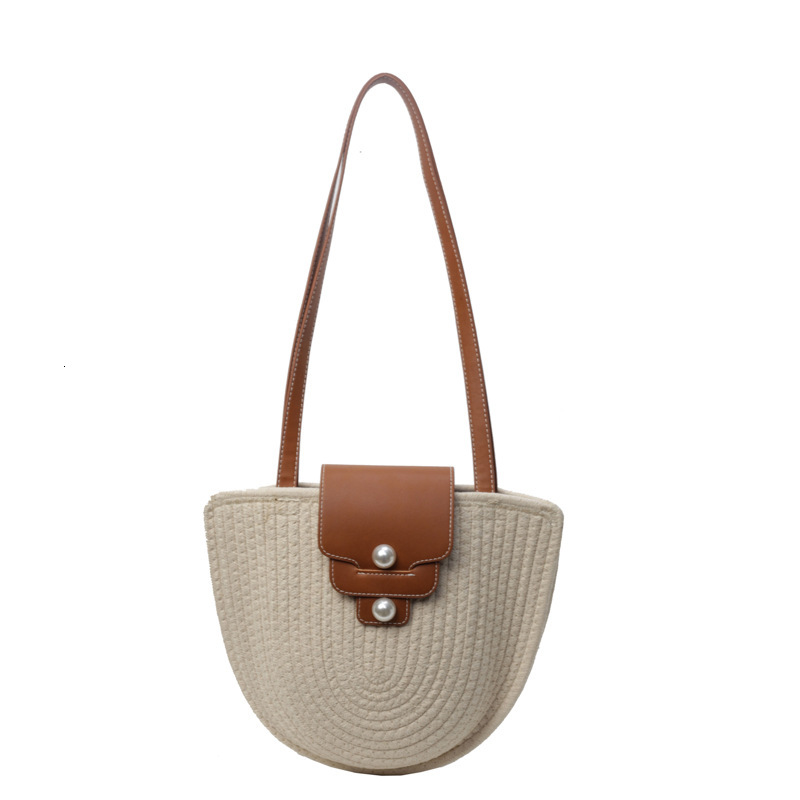 Free shipping designer Summer French Retro Straw Bag for Women Half-Moon Underarm Bag Beach Vacation Travel Bag Woven Shoulder Bag