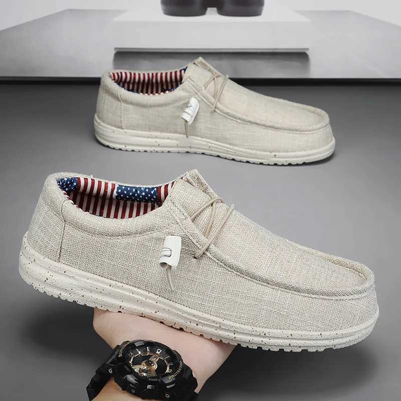 Fion Canvas Loafers For Men Cfortable Lightweight Breathable Mens Casual Shoes Flat Slip-on Driving Shoes Man Big Size 47 Y250707